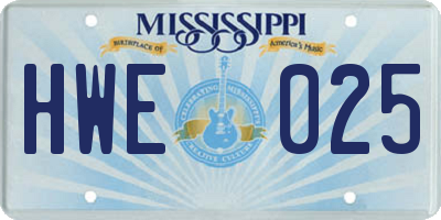 MS license plate HWE025