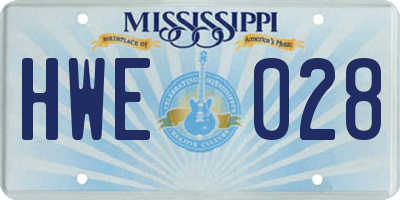 MS license plate HWE028