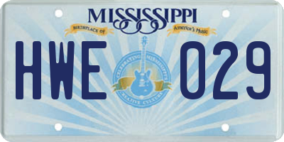 MS license plate HWE029