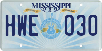 MS license plate HWE030