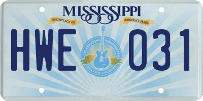 MS license plate HWE031