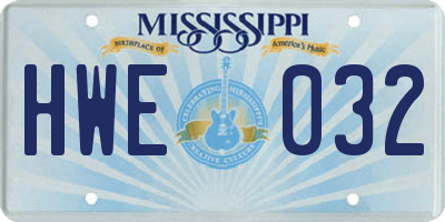 MS license plate HWE032