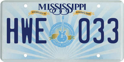 MS license plate HWE033