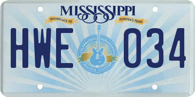 MS license plate HWE034