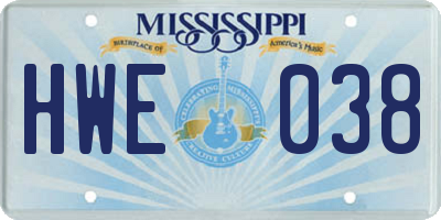 MS license plate HWE038