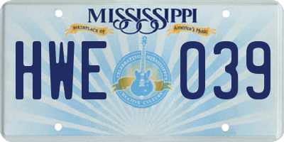 MS license plate HWE039