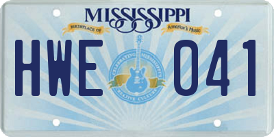 MS license plate HWE041
