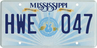 MS license plate HWE047