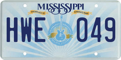 MS license plate HWE049