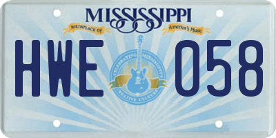MS license plate HWE058