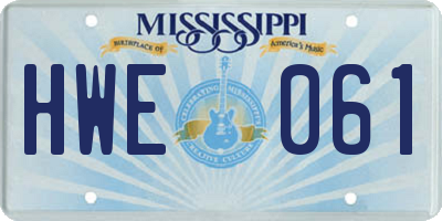 MS license plate HWE061