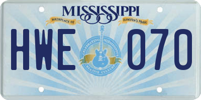MS license plate HWE070