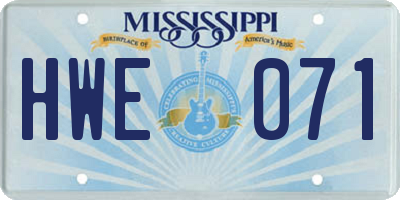 MS license plate HWE071