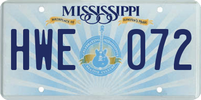 MS license plate HWE072