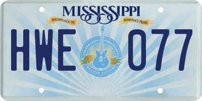 MS license plate HWE077