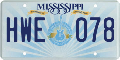 MS license plate HWE078