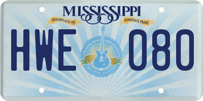 MS license plate HWE080