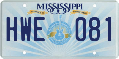 MS license plate HWE081