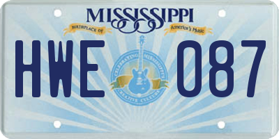 MS license plate HWE087