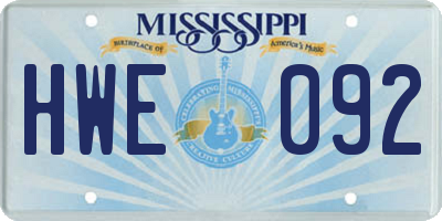 MS license plate HWE092