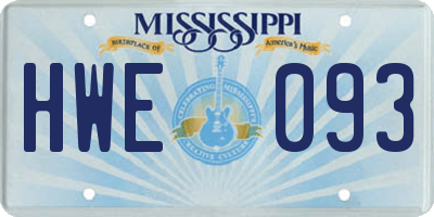 MS license plate HWE093