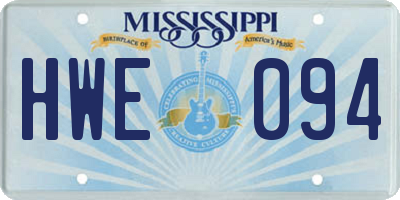 MS license plate HWE094
