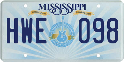 MS license plate HWE098