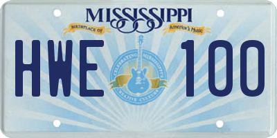 MS license plate HWE100
