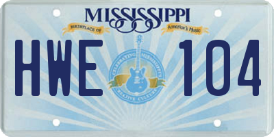 MS license plate HWE104