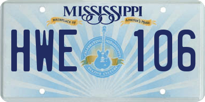 MS license plate HWE106