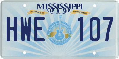 MS license plate HWE107