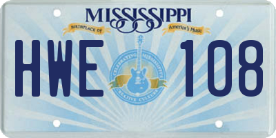 MS license plate HWE108