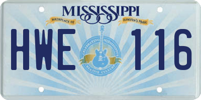 MS license plate HWE116