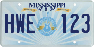 MS license plate HWE123