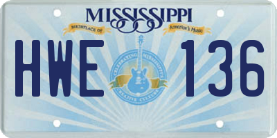 MS license plate HWE136