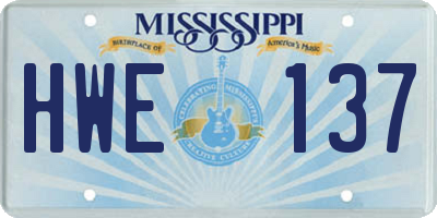 MS license plate HWE137