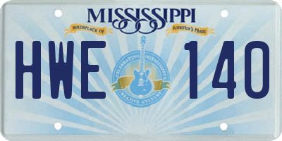 MS license plate HWE140