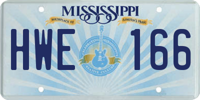 MS license plate HWE166