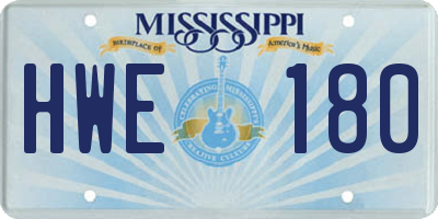 MS license plate HWE180