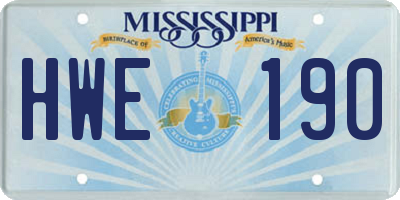 MS license plate HWE190