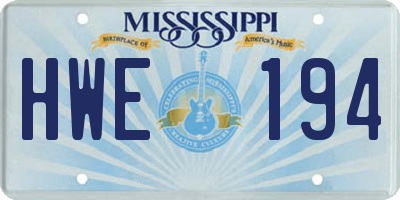 MS license plate HWE194
