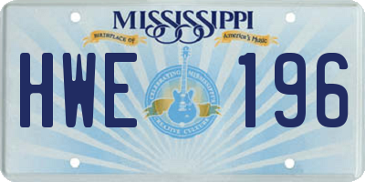 MS license plate HWE196