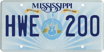MS license plate HWE200
