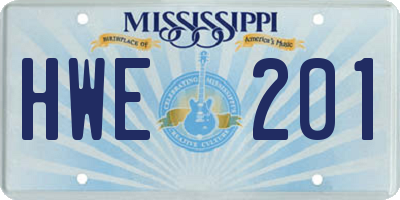 MS license plate HWE201