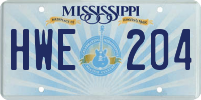 MS license plate HWE204