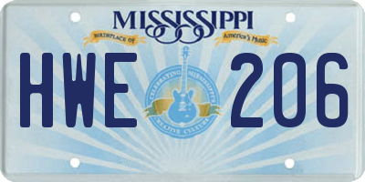 MS license plate HWE206