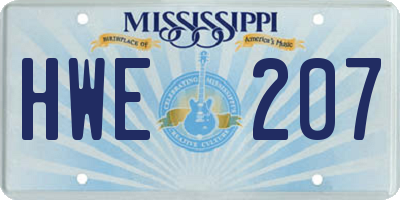 MS license plate HWE207