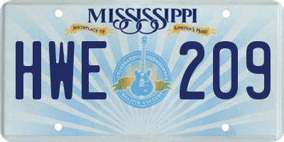 MS license plate HWE209
