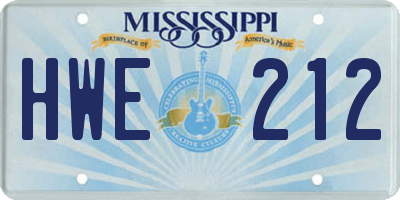 MS license plate HWE212