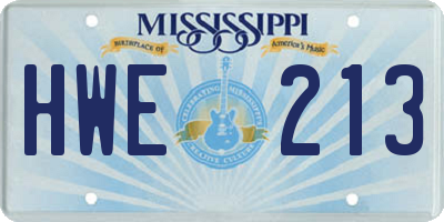 MS license plate HWE213